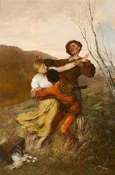 An Incident In The Country Oil Painting by Ludwig Bang