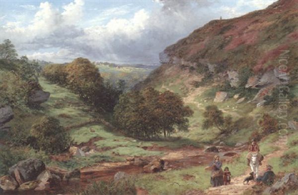 Heath In Bloom, Near Whitby Oil Painting by Thomas J. Banks