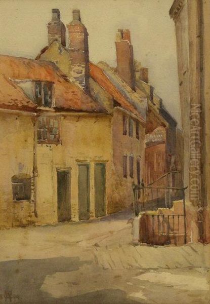 Quay Street Scarborough Oil Painting by Charles William Adderton