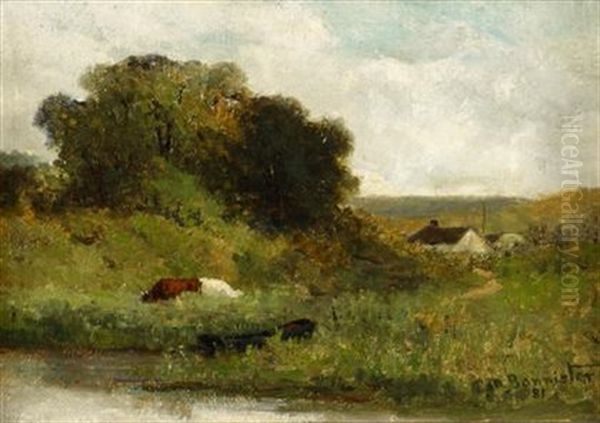 Cows By A Stream Oil Painting by Edward Bannister