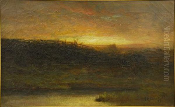 Sunset Over The Marsh Oil Painting by Edward Bannister