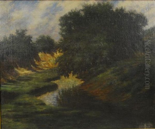 Landscape With Stream Oil Painting by Edward Bannister