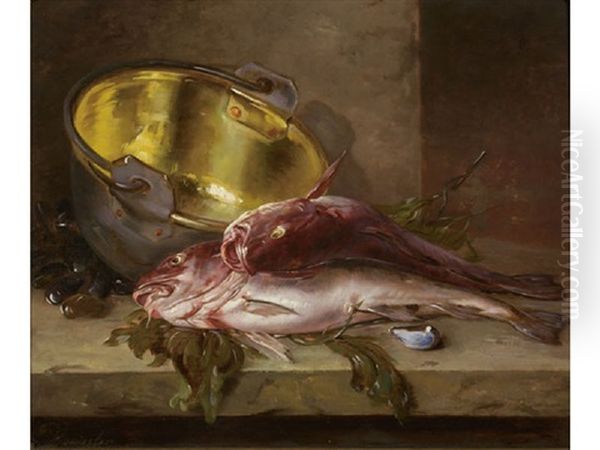 Still Life With Fish Oil Painting by Edward Bannister