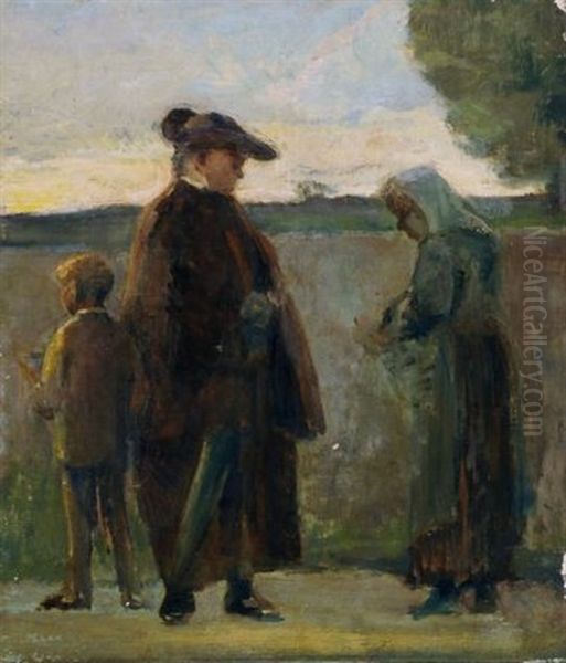 La Passeggiata Del Curato Oil Painting by Cristiano Banti