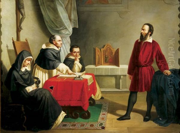 Galileo Facing The Roman Inquisition Oil Painting by Cristiano Banti