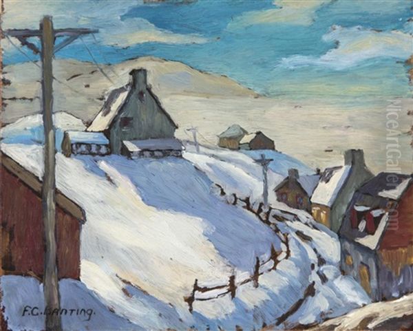 Untitled - Village In Winter Oil Painting by Sir Frederick Grant Banting