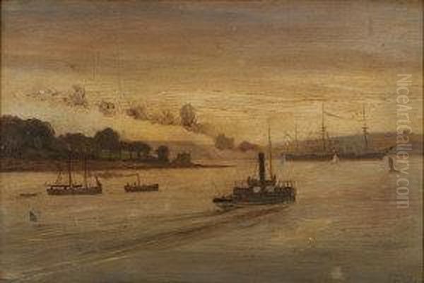 Cork Harbour Oil Painting by Joseph Poole Addey