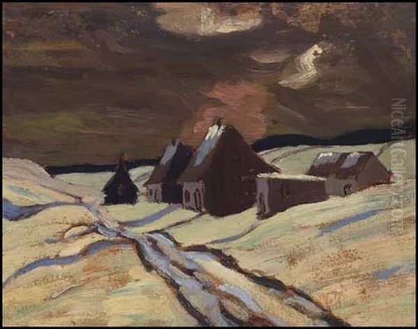 Village In Winter, St. Fidele, Quebec Oil Painting by Sir Frederick Grant Banting