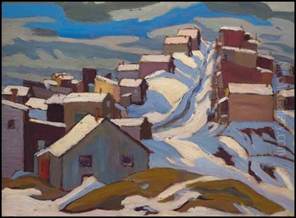 Village In Snow Oil Painting by Sir Frederick Grant Banting