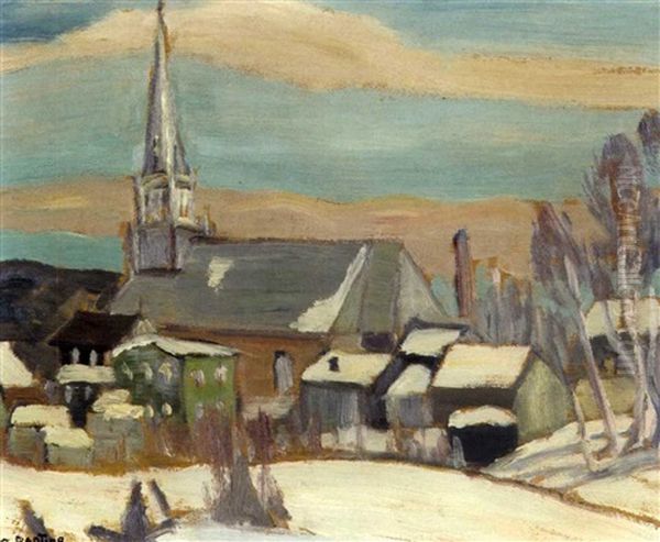 A French Canadian Village Oil Painting by Sir Frederick Grant Banting