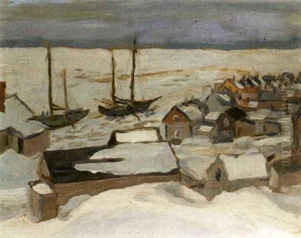 A Settlement On The St. Lawrence, (st. Tite Des Caps?) Oil Painting by Sir Frederick Grant Banting