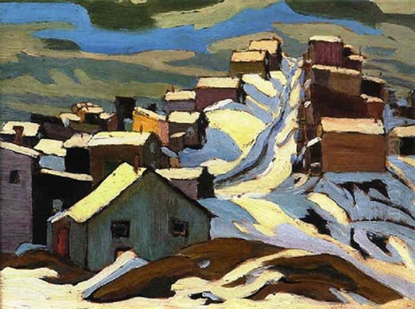 Village In Snow Oil Painting by Sir Frederick Grant Banting