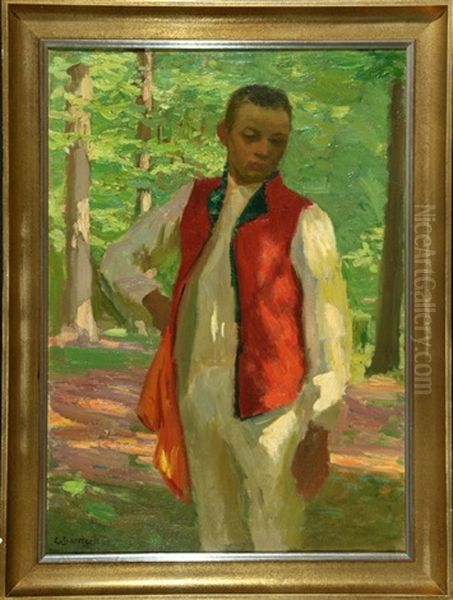 Portrait Eines Jungen In Hessischer Tracht Im Wald Oil Painting by Carl Ludwig Noah Bantzer