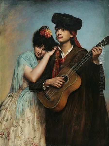 The Guitar Player Oil Painting by Antonia De Banuelos-Thorndike