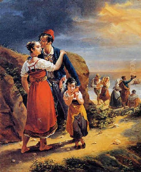 Gli Addii Dei Volontari Oil Painting by Louise-Sebastienne Henriette Baquoy