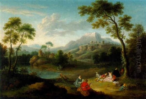 A Fete Champetre Oil Painting by Bonaventure De Bar