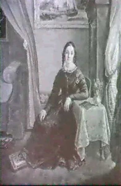 Frau In Interieur Oil Painting by Clementine De Bar