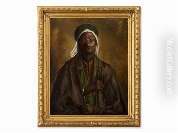 Portrait Of A Nubian Oil Painting by Leopold Bara