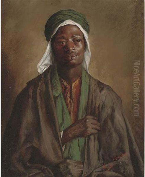 Portrait Of A Nubian Oil Painting by Leopold Bara