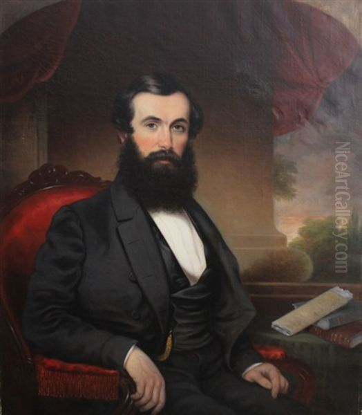 Portrait Of Lajos Kossuth Oil Painting by Miklos Barabas