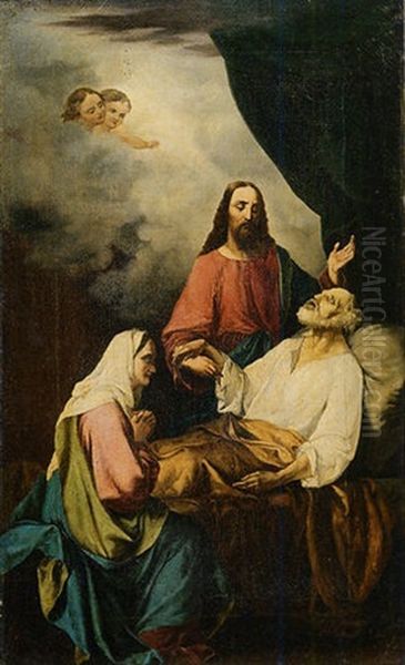 Transito Di San Giuseppe Oil Painting by Nicolo Barabino