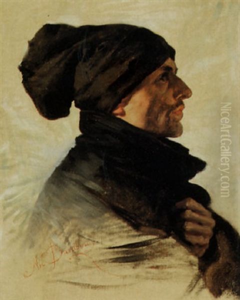 Profilo Di Uomo Oil Painting by Nicolo Barabino