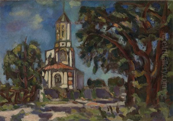 Church In Arcachon, France Oil Painting by Vladimir Davidovich Baranoff-Rossine