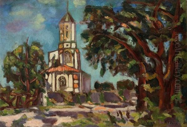 Eglise Romane En Aquitaine Oil Painting by Vladimir Davidovich Baranoff-Rossine