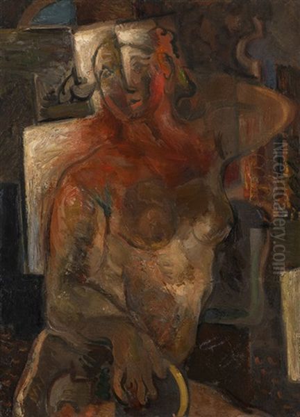 Female Nude Oil Painting by Vladimir Davidovich Baranoff-Rossine