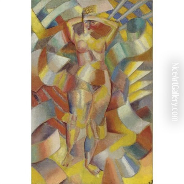 Femme Nue Debout Oil Painting by Vladimir Davidovich Baranoff-Rossine