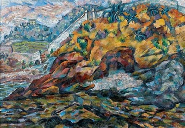 Paysage De Bastia Oil Painting by Vladimir Davidovich Baranoff-Rossine