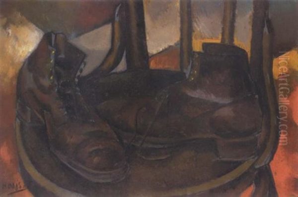 Still Life With Boots Oil Painting by Vladimir Davidovich Baranoff-Rossine