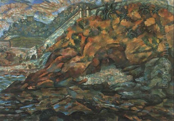 Bord De Mer, Corse Oil Painting by Vladimir Davidovich Baranoff-Rossine