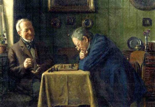 Head-to-head: A Game Of Chess Oil Painting by Max Barascudts