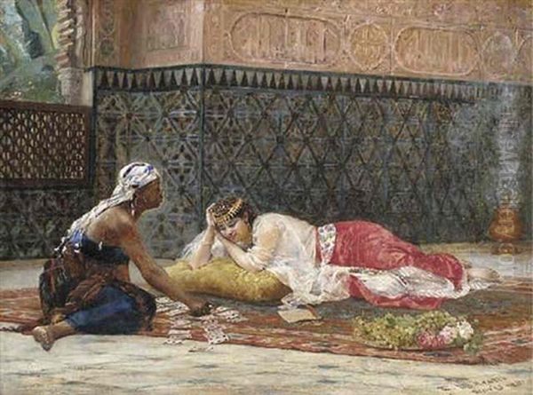 Playing Cards In The Harem Oil Painting by Filippo Baratti