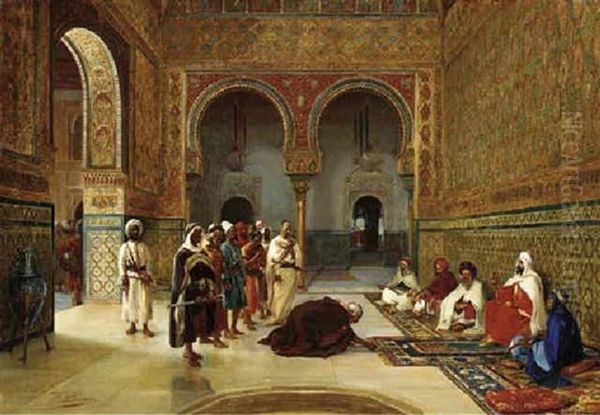 An Oath Of Allegiance In The Hall Of The Abencerrajes, Alhambra, Granada Oil Painting by Filippo Baratti