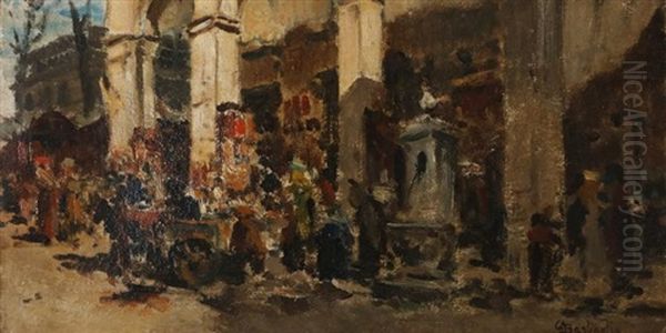 Mercato Cittadino Oil Painting by Giuseppe Barbaglia