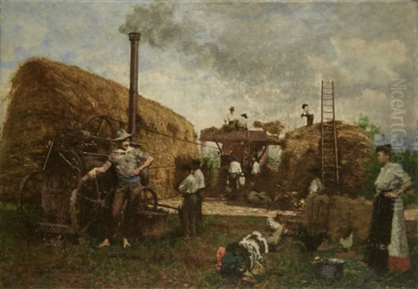 La Raccolta Del Fieno Oil Painting by Giuseppe Barbaglia