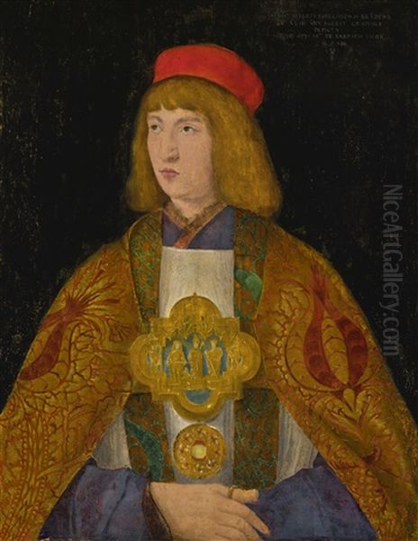 Portrait Of Albrecht Of Brandenburg (1490-1545) Oil Painting by Jacopo de Barbari