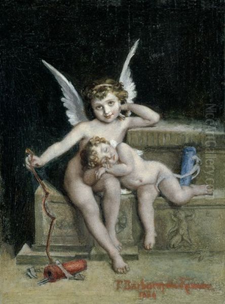 Cupido Mit Schlafendem Putto Oil Painting by Thomas de Barbarin