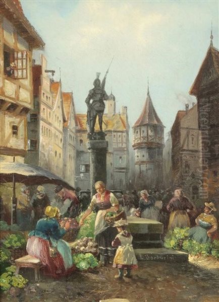 Gemusemarkt Oil Painting by Emil Barbarini