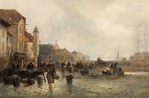 Markt In Ostende Oil Painting by Emil Barbarini