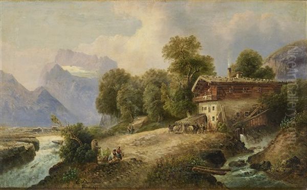 Bei Berchtesgaden (near Berchtesgaden) Oil Painting by Emil Barbarini