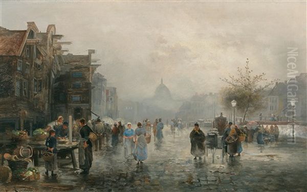 Motif Of Antwerp Oil Painting by Emil Barbarini