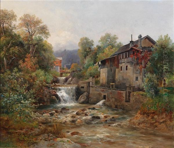 By The Millstream Oil Painting by Emil Barbarini