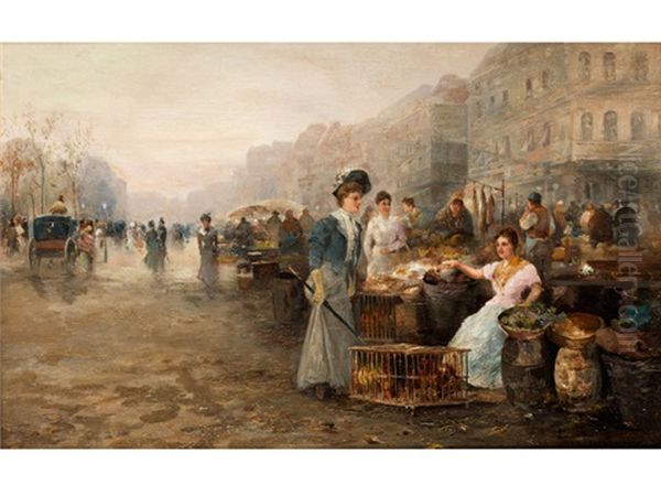 Markt In Wien Oil Painting by Emil Barbarini