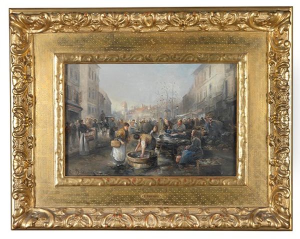 Am Fischmarkt Oil Painting by Emil Barbarini