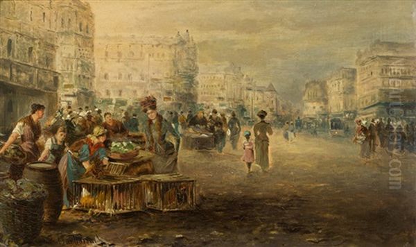 Geflugelmarkt Oil Painting by Emil Barbarini