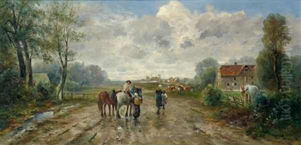 Dorf Im Vorfruhling Oil Painting by Emil Barbarini