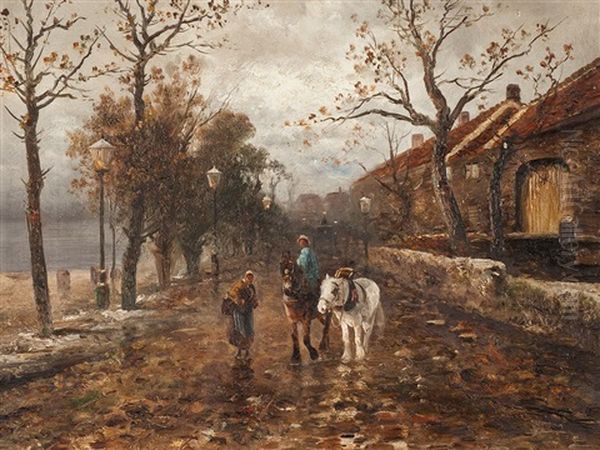 On The Way To The City Oil Painting by Emil Barbarini